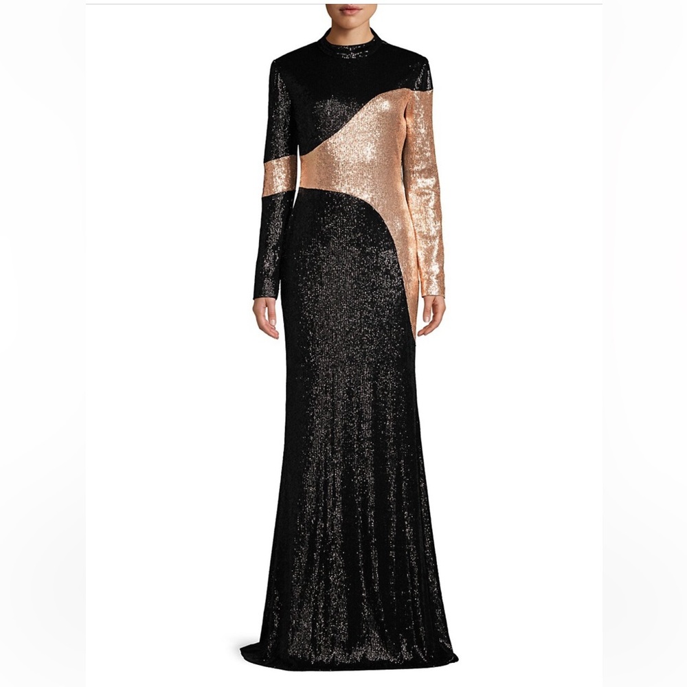 nevieve dress in black & champagne rachel zoe size 2
